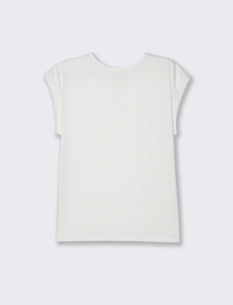 T-shirt con bottoni e asole da donna - Bianco