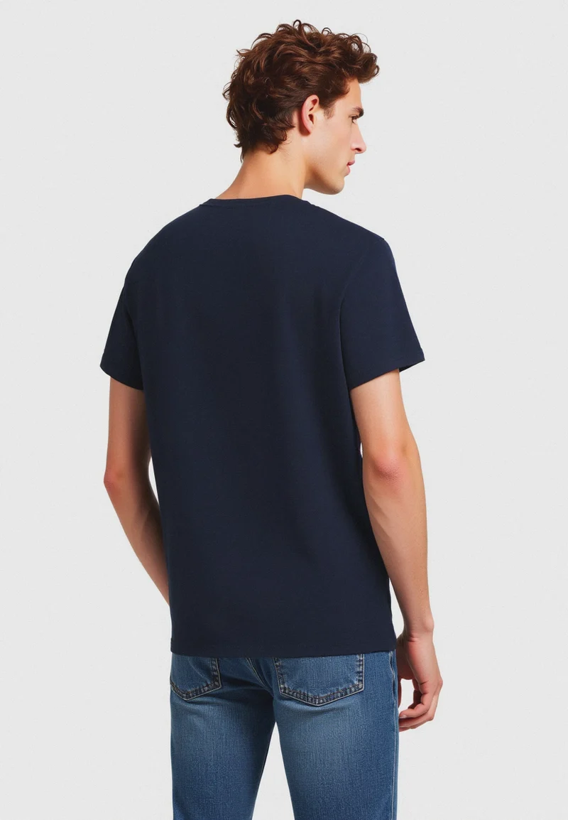 T-shirt in piquet di cotone da uomo - Blu