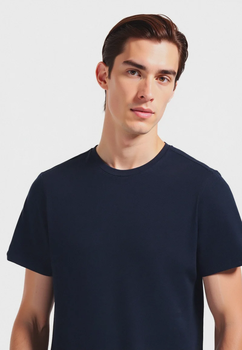 T-shirt in piquet di cotone da uomo - Blu