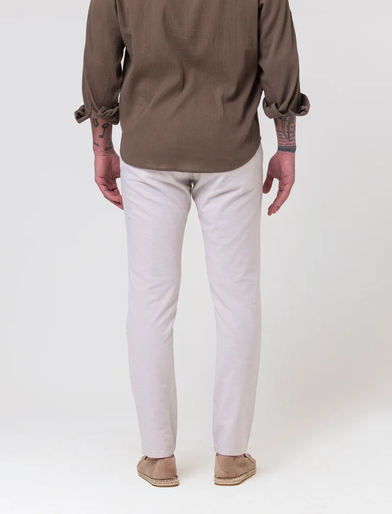 Pantaloni chino misto lino da uomo - Sabbia