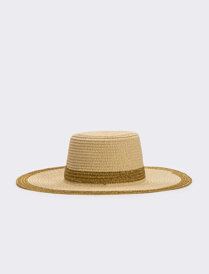 Cappello donna falda larga lurex - Beige