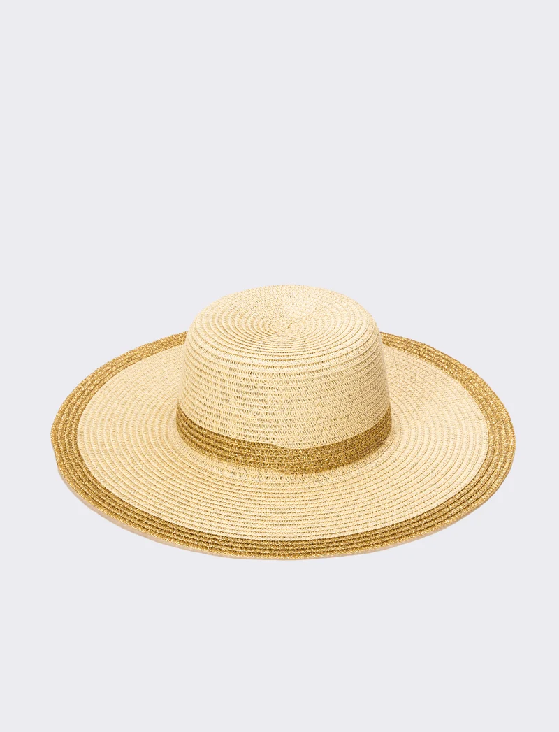 Cappello donna falda larga lurex - Beige