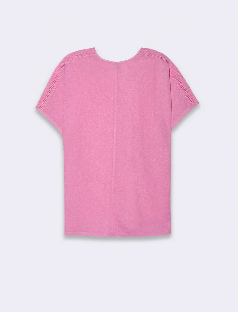 T-shirt con pizzo da donna - Rosa