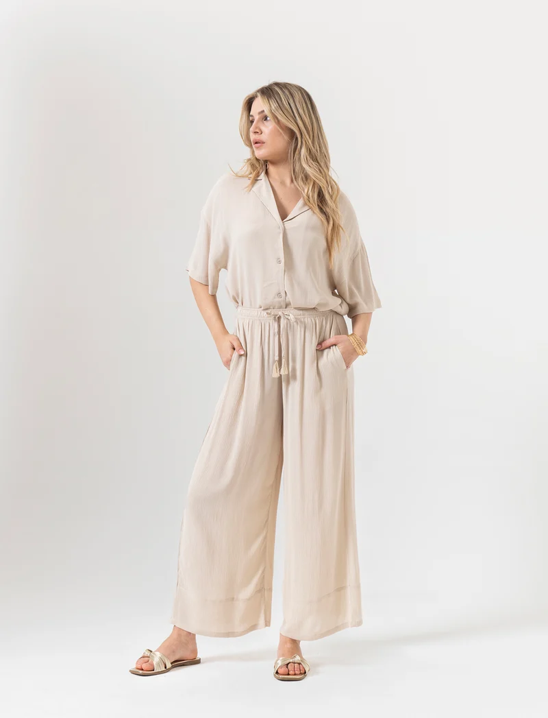 Pantalone coulotte da donna - Beige corda