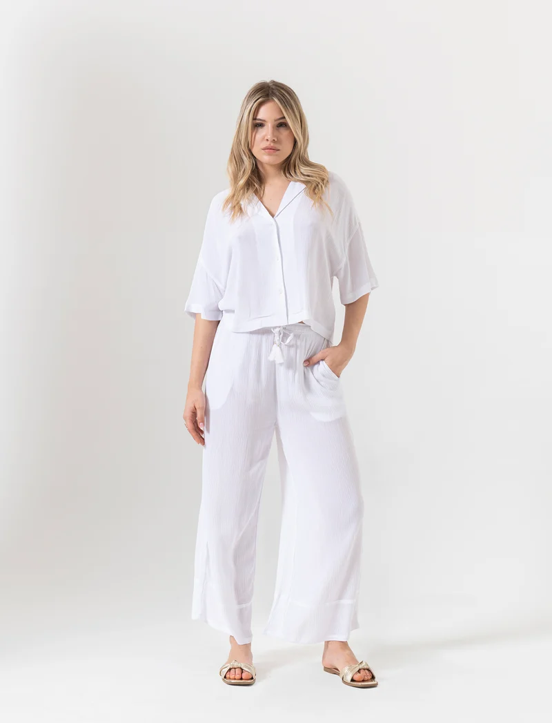 Pantalone coulotte da donna - Bianco