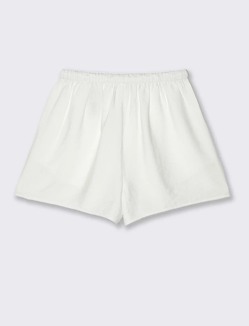 Short con elastico in vita da donna - Bianco