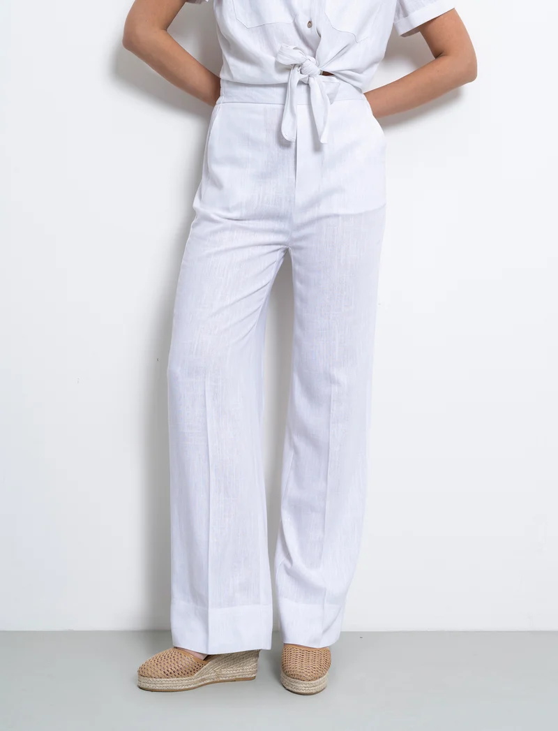 Pantalone con elastico in vita da donna - Bianco