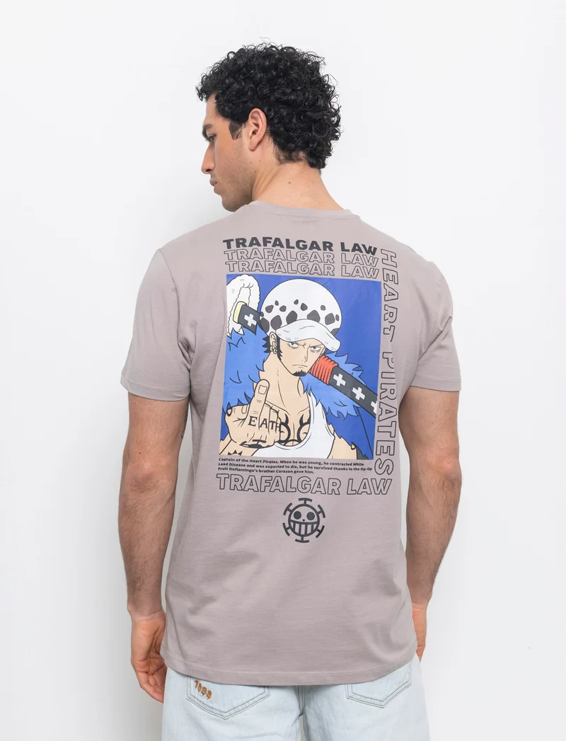 T-shirt stampa one piece da uomo - Grigio