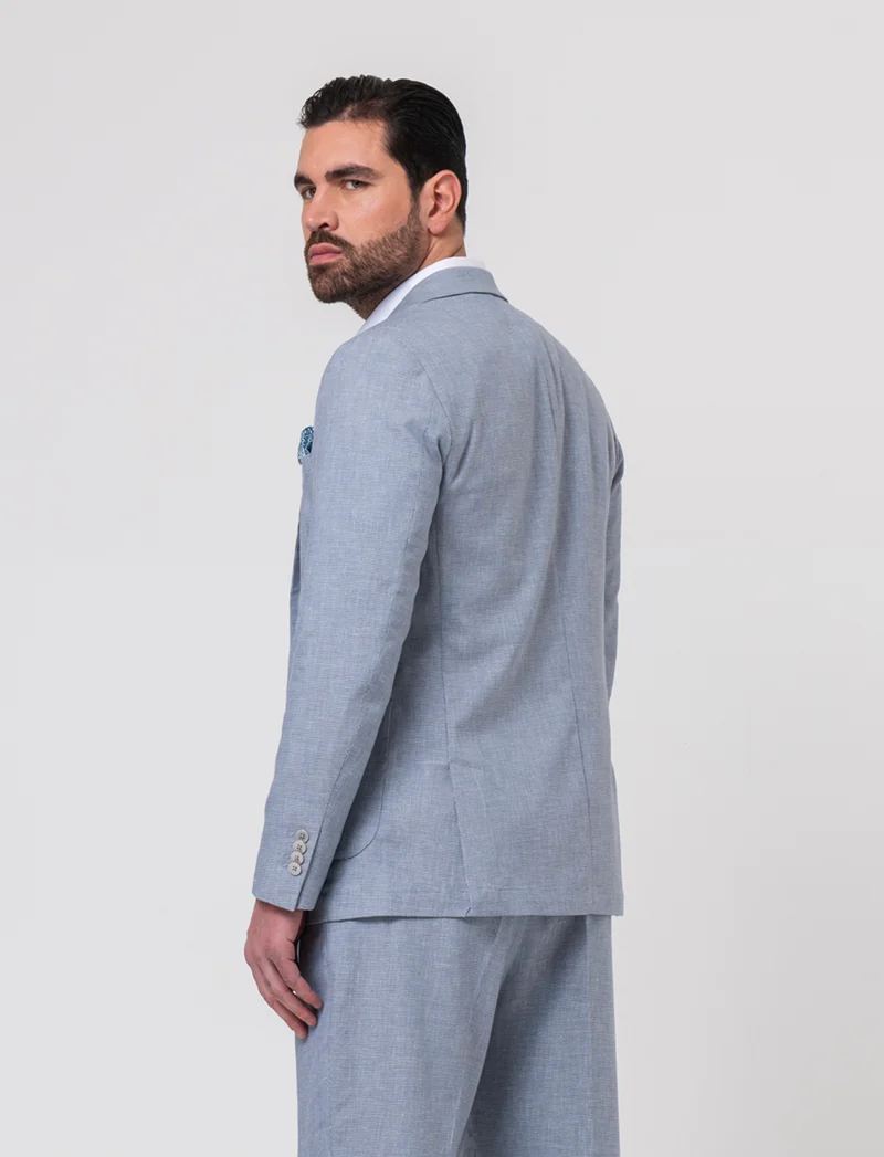 Blazer da completo tessuto effetto lino da uomo - Grigio