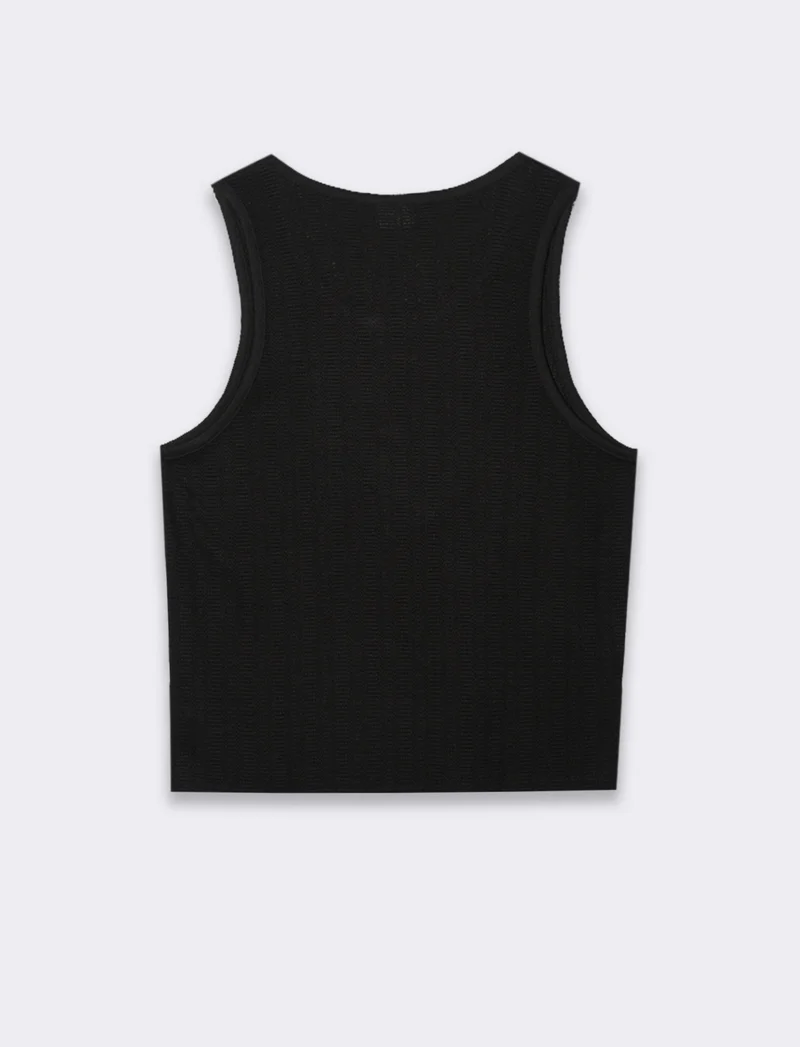 Canotta in tessuto jaquard effetto maglia da uomo - Nero