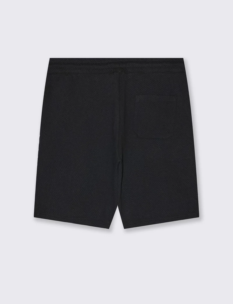 Bermuda jogger struttura waffle da uomo - Nero