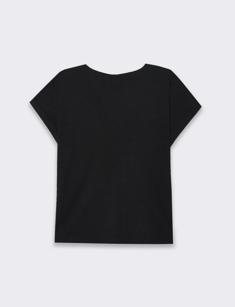 T-shirt con passamaneria da donna - Nero