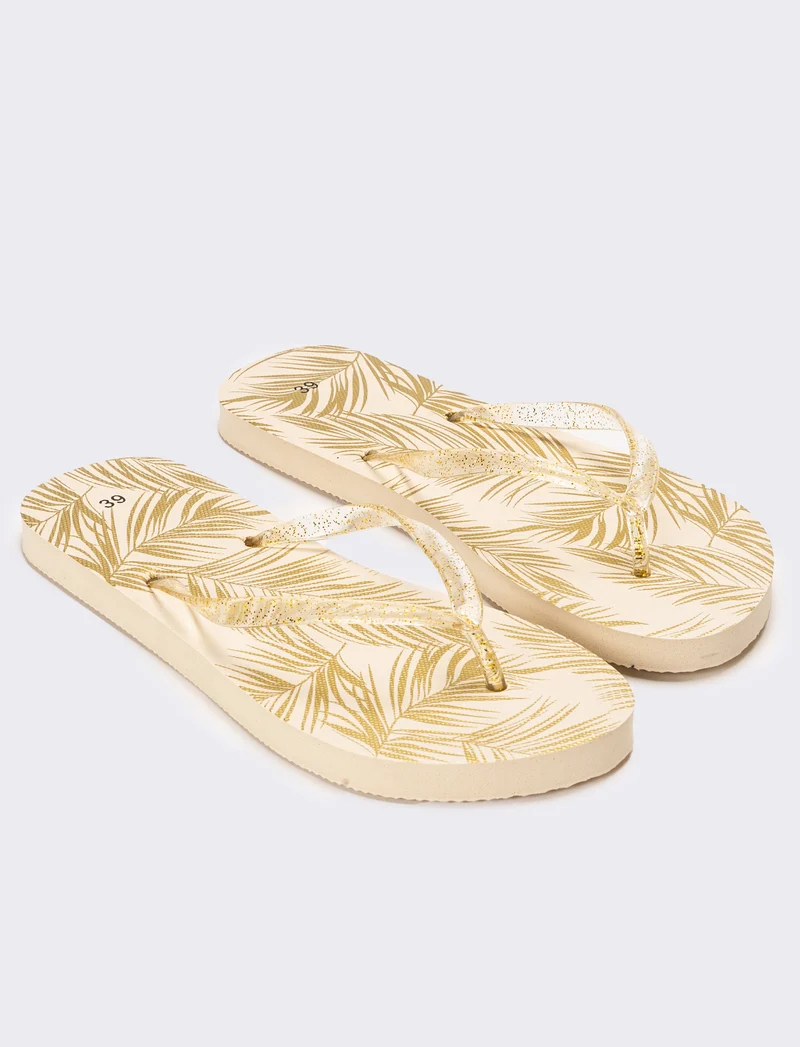Infradito da donna stampa botanica - Oro