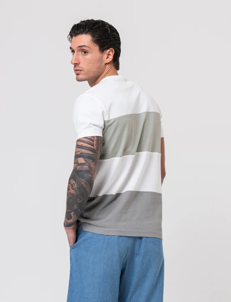 T-shirt a fasce da uomo - Bianco