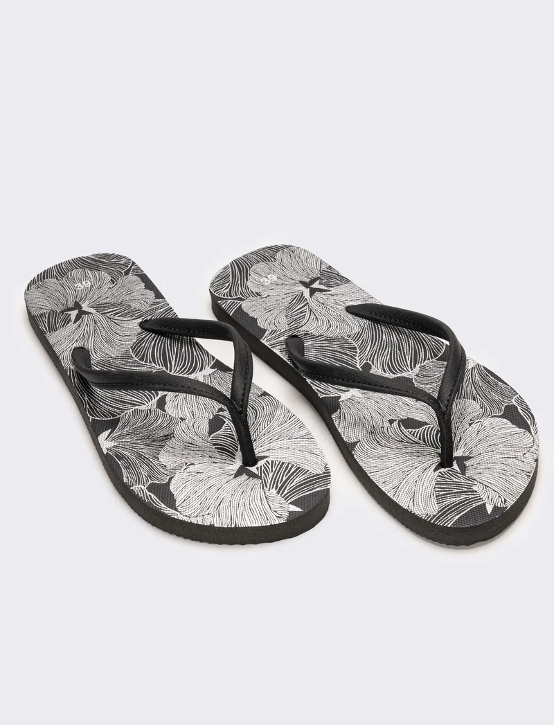 Infradito da donna stampa tropicale - Nero