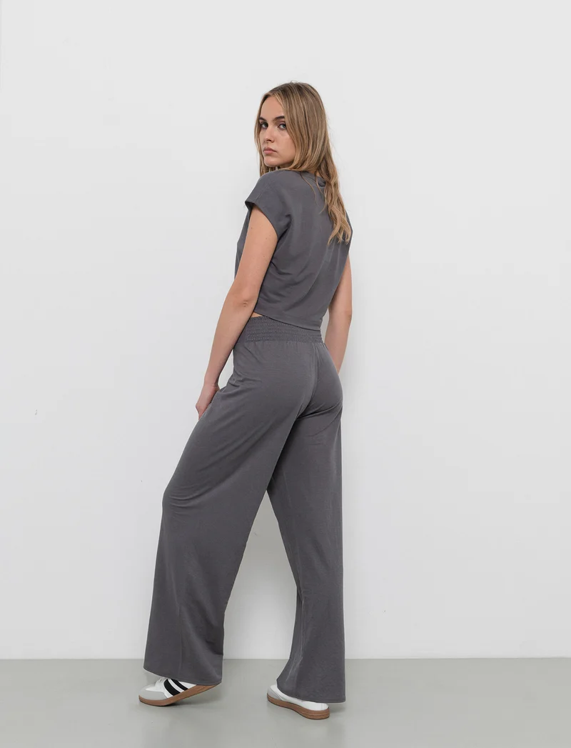 Jogger gamba larga da donna - Grigio piombo