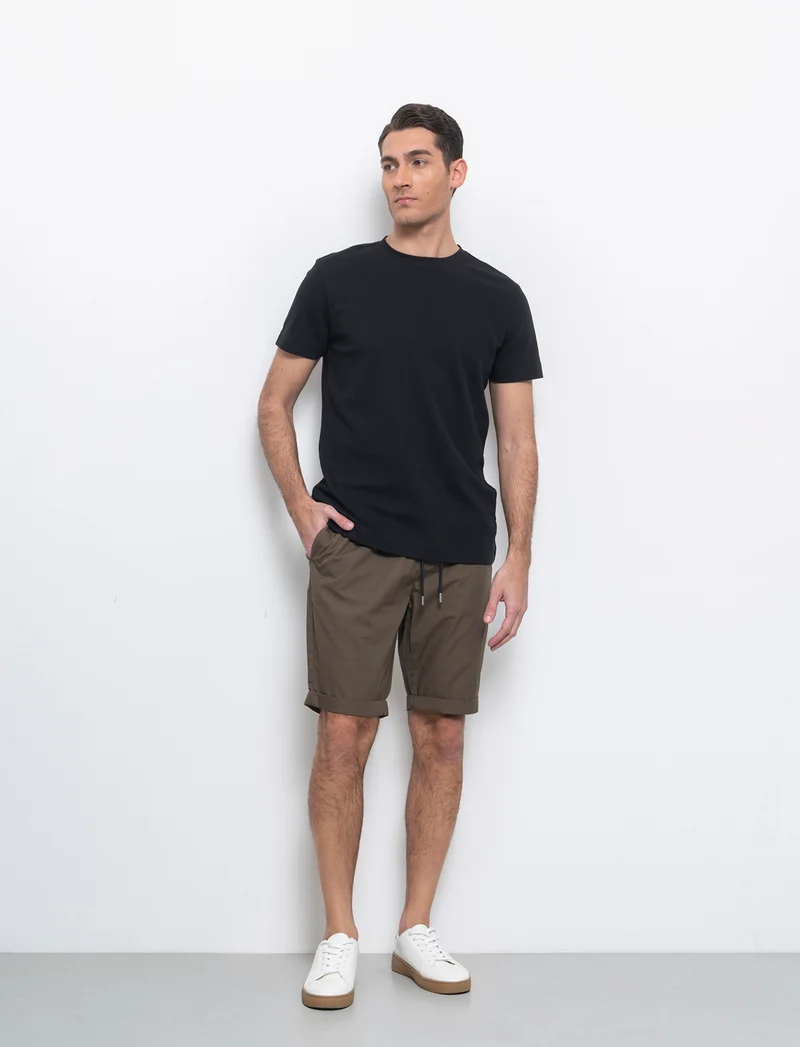 Bermuda jogger in cotone leggero da uomo - Verde kaki