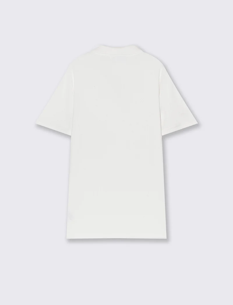 Polo con collo derby struttura jacquard da uomo - Bianco sporco