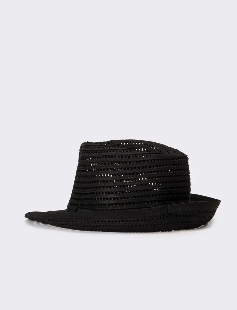 Cappello uomo traforato falda larga - Nero