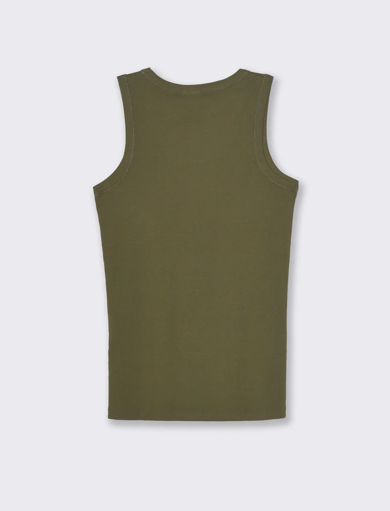 Canotta tessuto a coste da uomo - Verde militare
