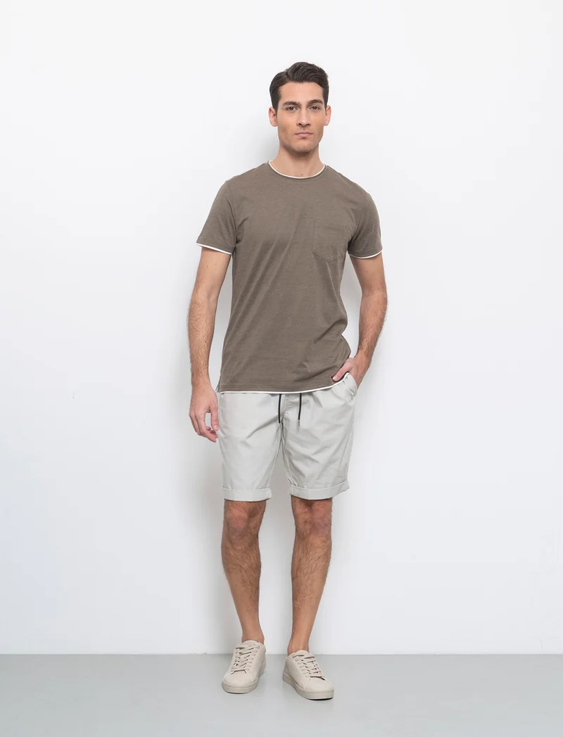 Bermuda jogger in cotone leggero da uomo - Grigio ghiaccio