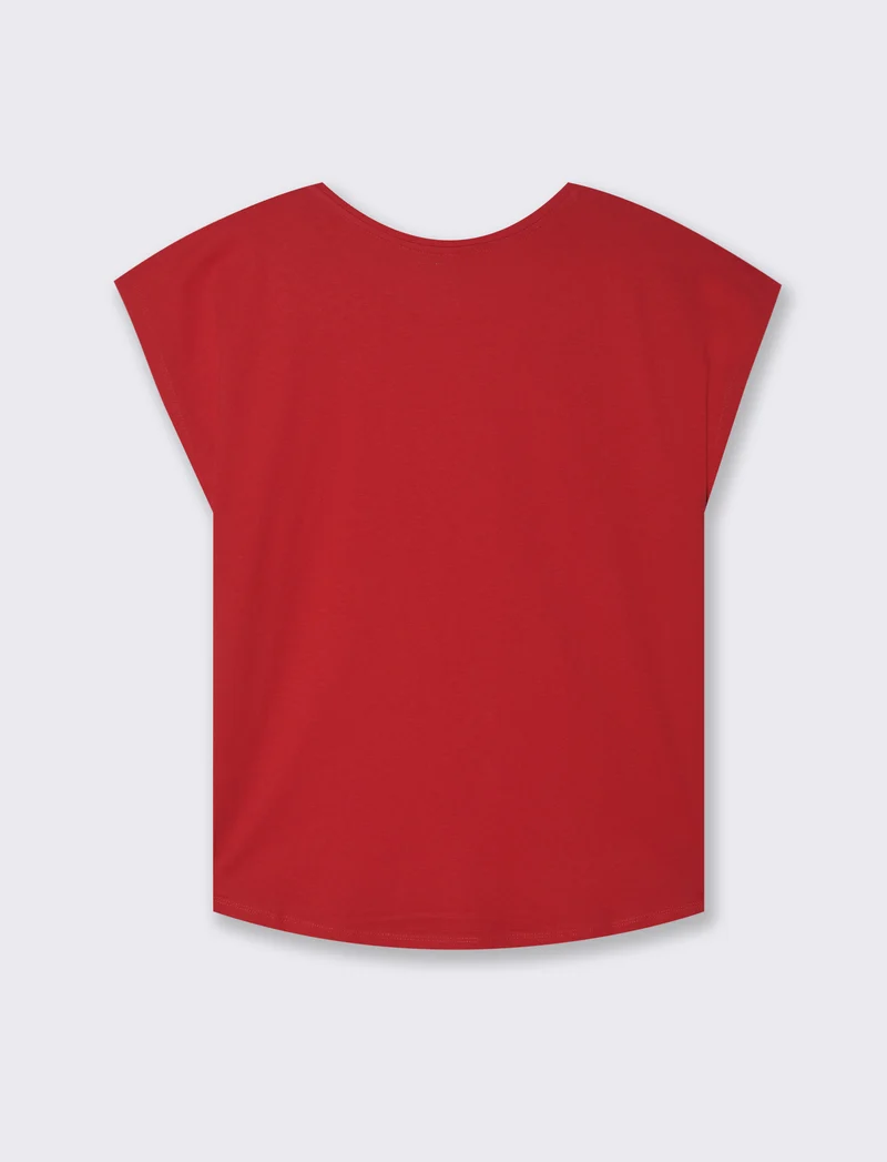 T-shirt con stampa da donna - Rosso scarlatto
