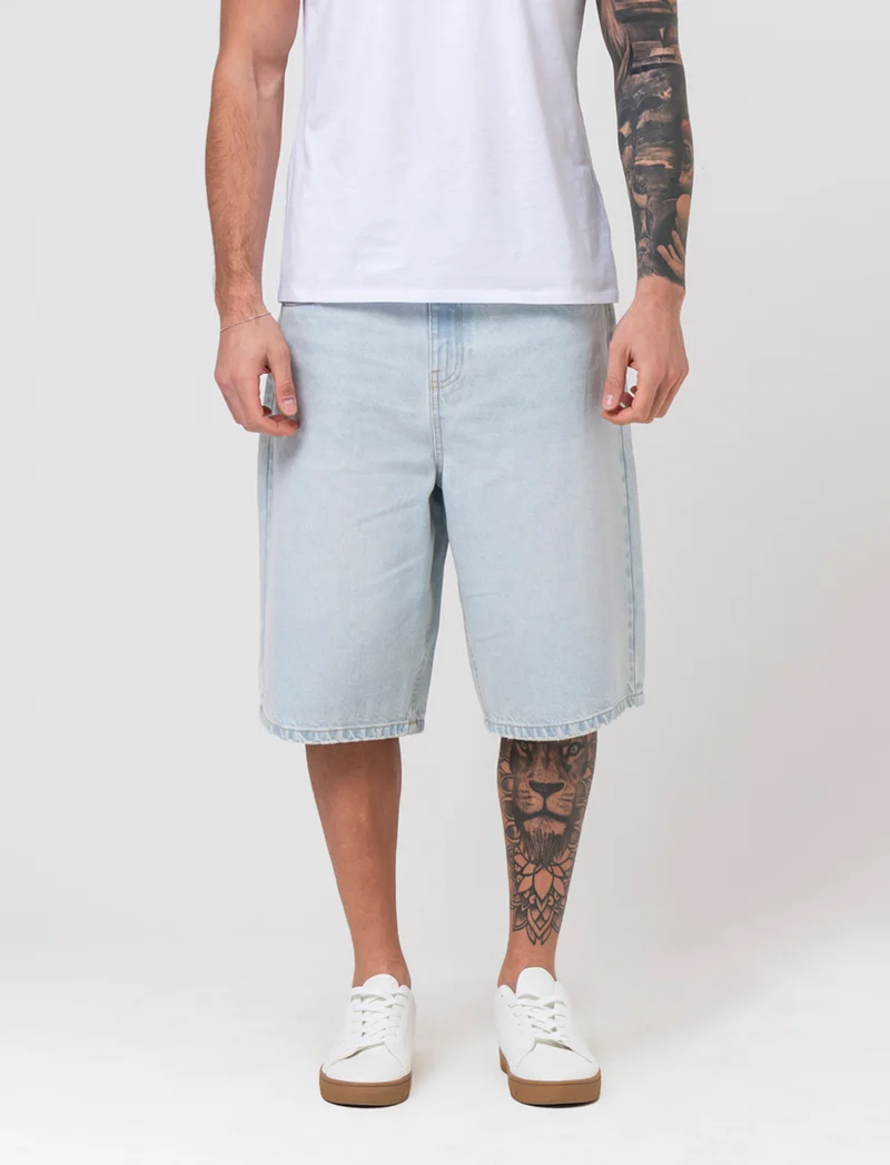 Bermuda di jeans skater da uomo - Denim chiaro