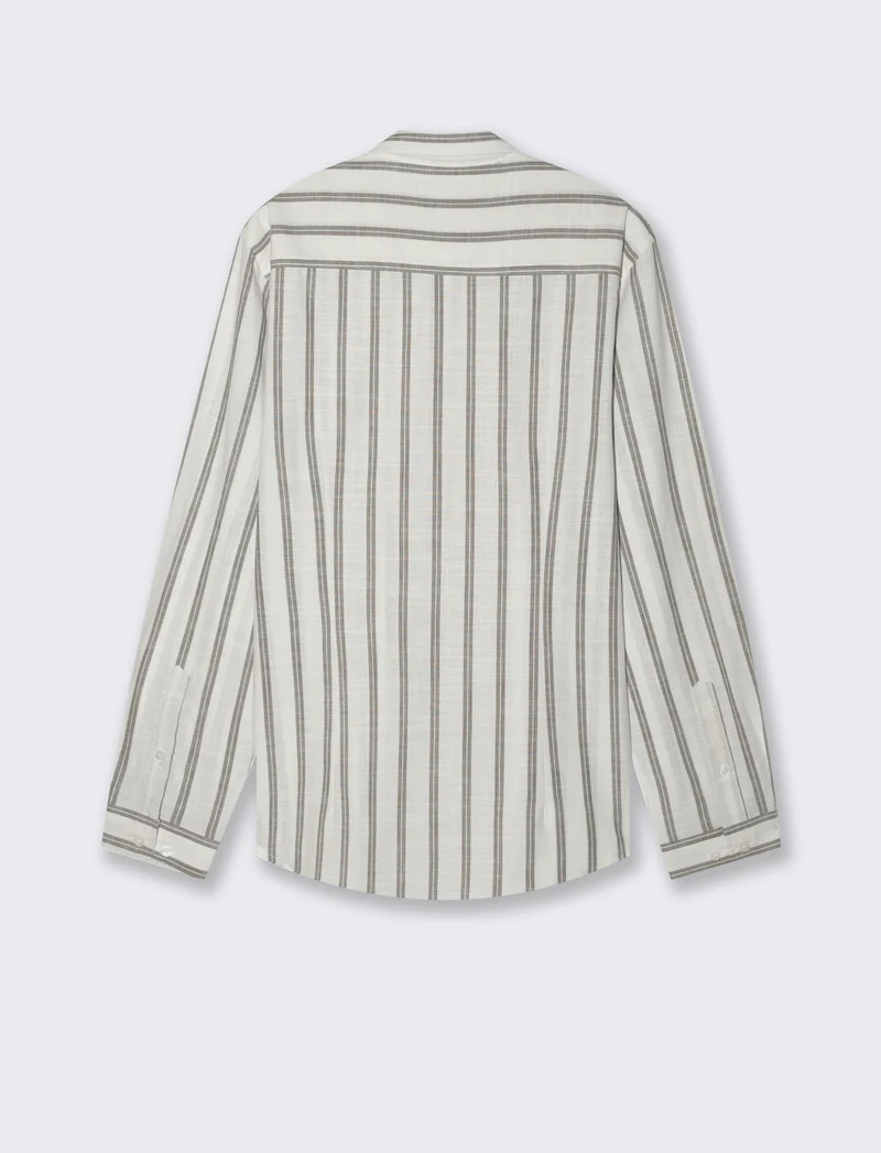 Camicia a righe da uomo - Verde kaki