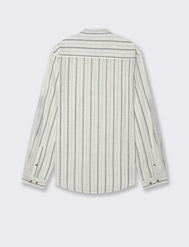 Camicia coreana a righe da uomo - Bianco