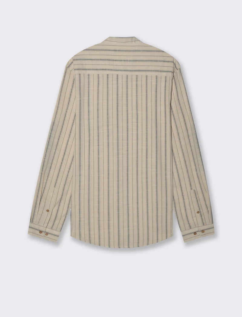 Camicia coreana a righe da uomo - Sabbia