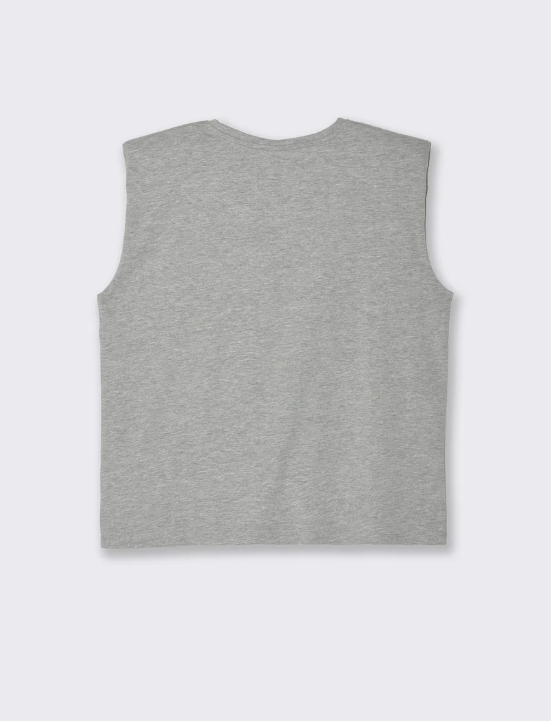T-shirt con spalline da donna - Grigio mel.