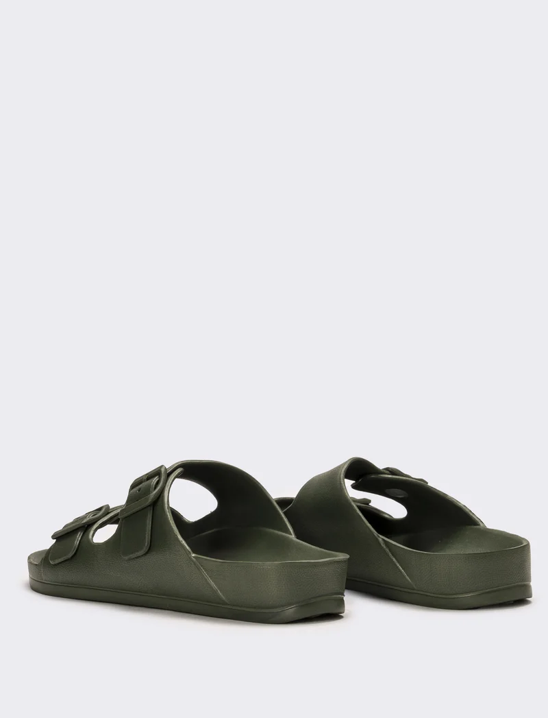Ciabatta da uomo con fibbie - Verde