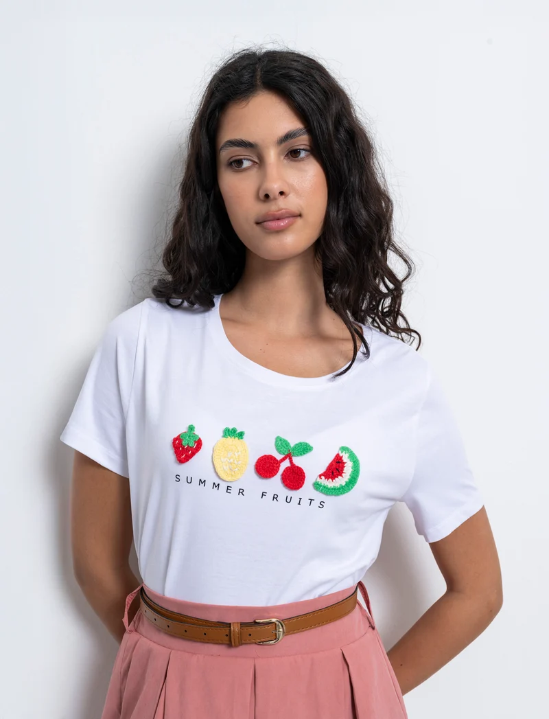 T-shirt con stampa e applicazioni da donna - var 2