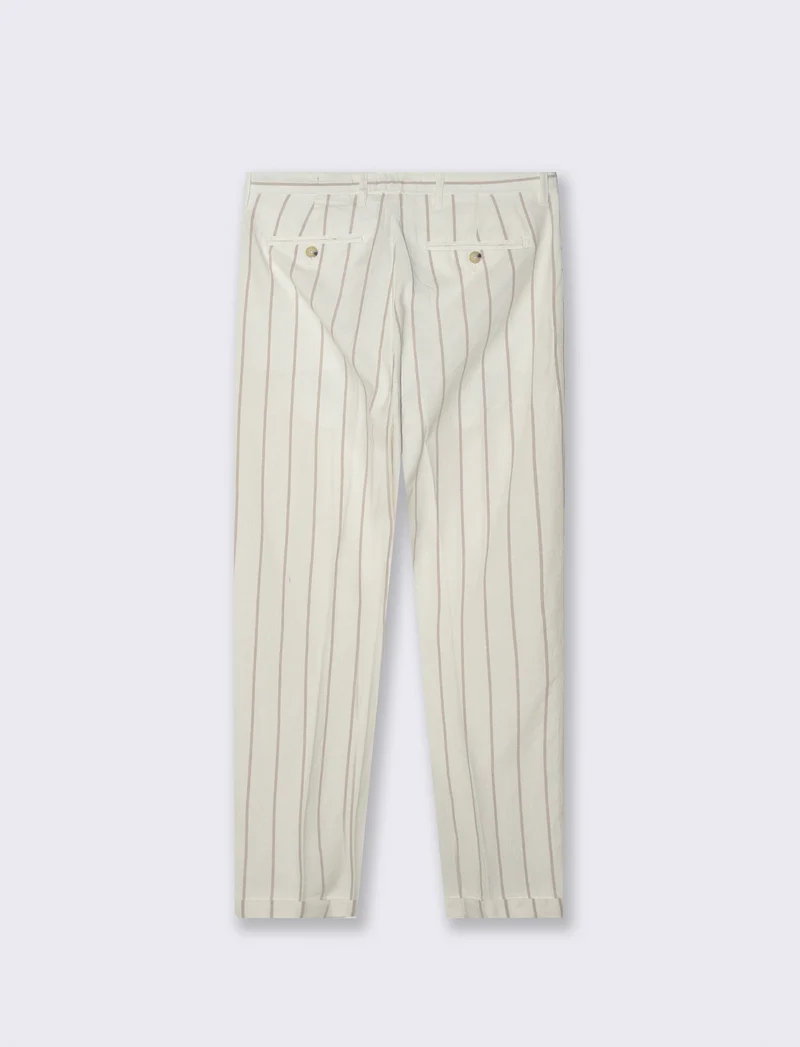 Pantaloni vita jogger misto lino da uomo - Bianco