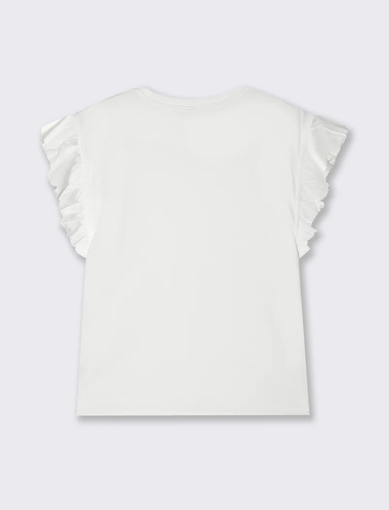 T-shirt con rouches da donna - Bianco