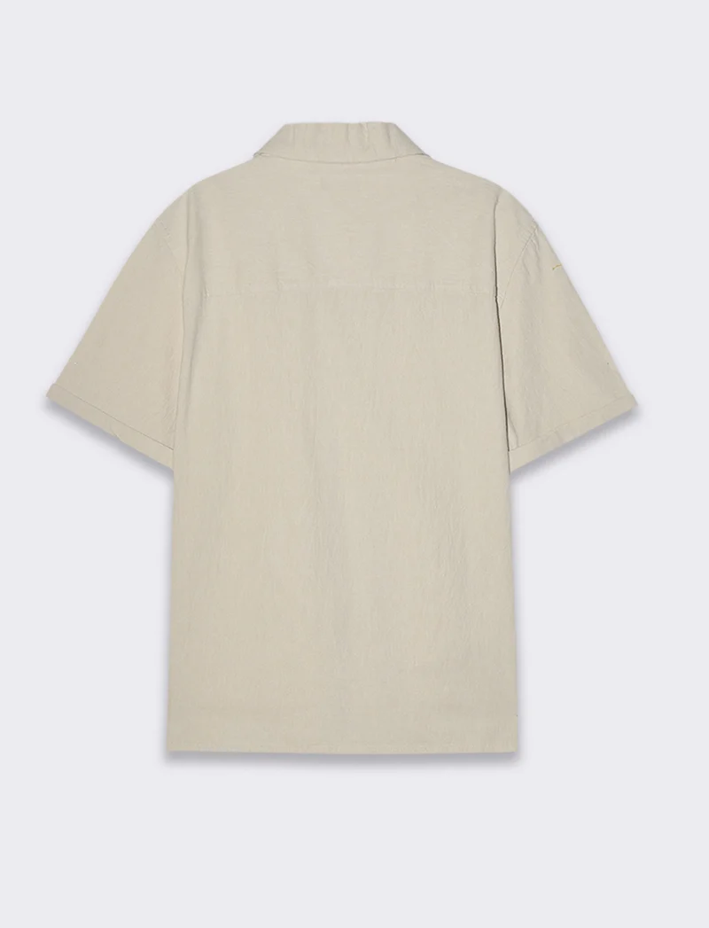 Camicia misto lino effetto melange da uomo - Corallo