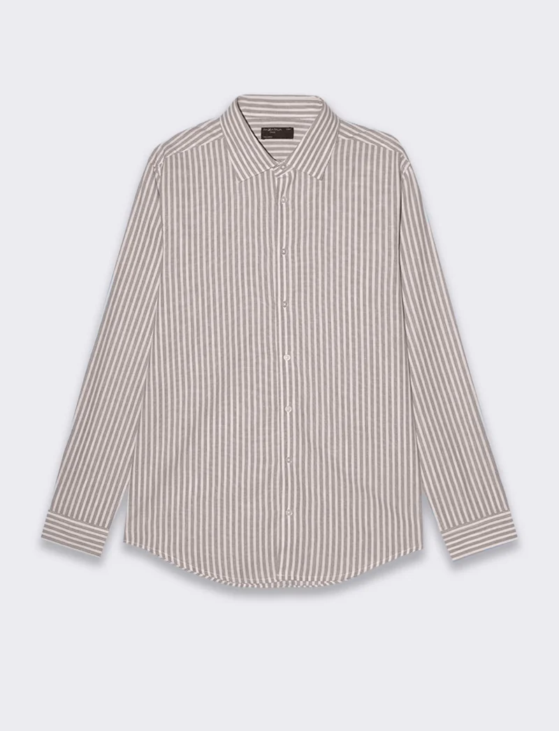 Camicia a righe da uomo - Grigio fango