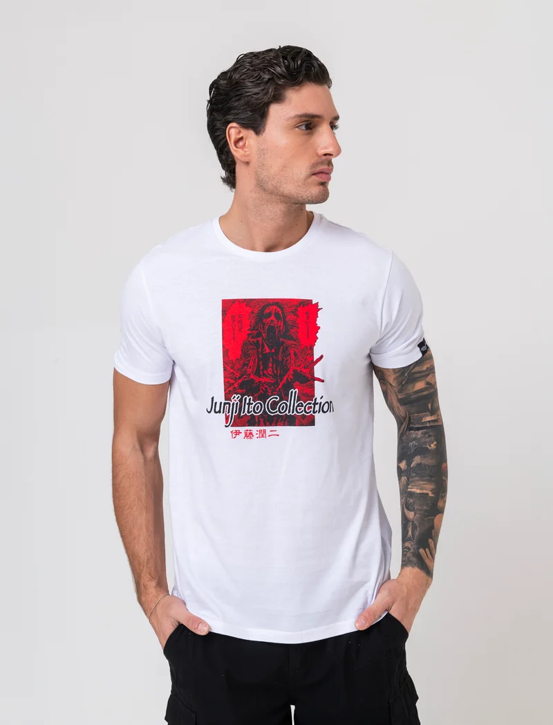 T-shirt stampa Junji Ito da uomo - Bianco