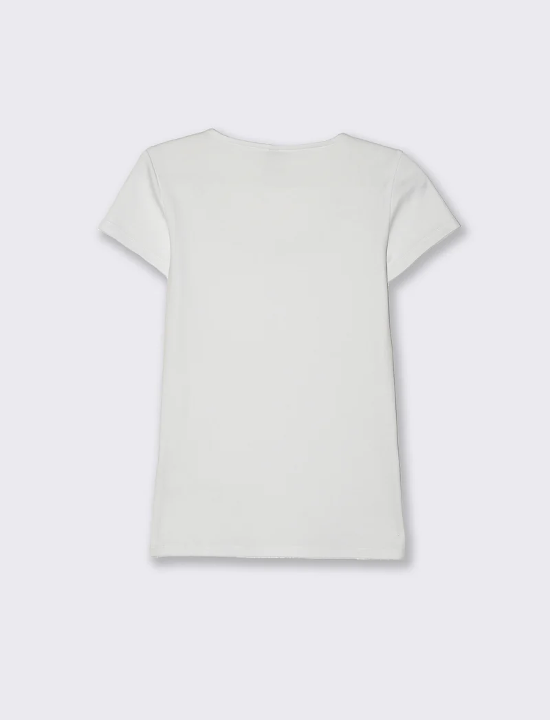 T-shirt con intreccio sul collo da donna - Bianco