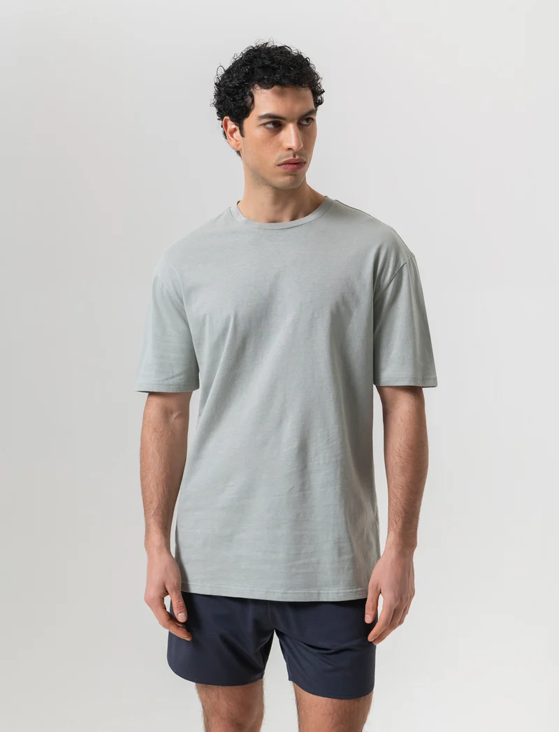 T-shirt basic in cotone boxy fit da uomo - Verde