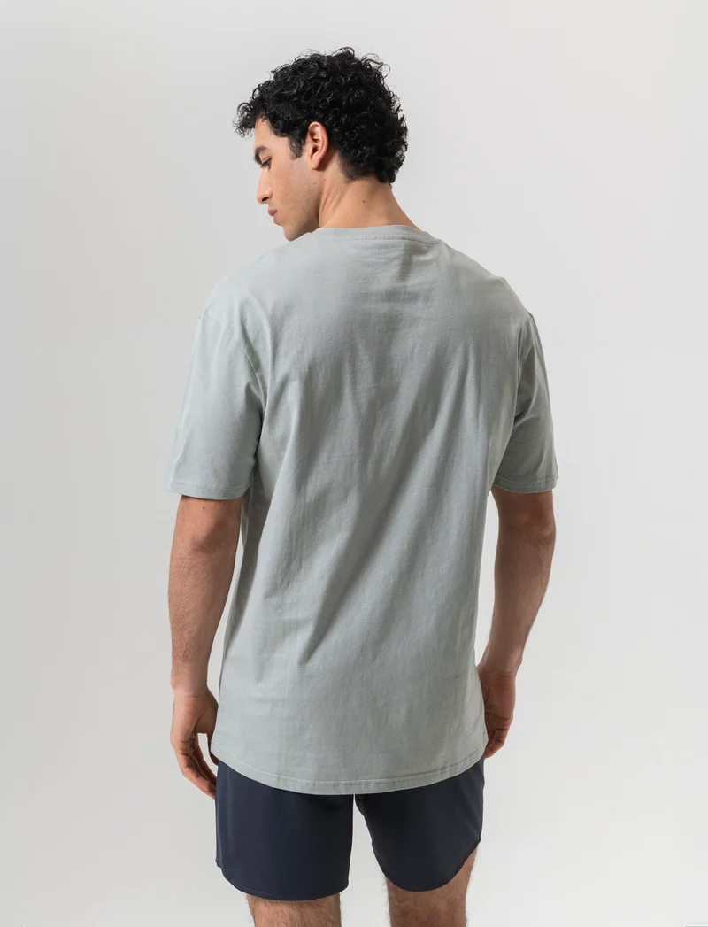 T-shirt basic in cotone boxy fit da uomo - Verde