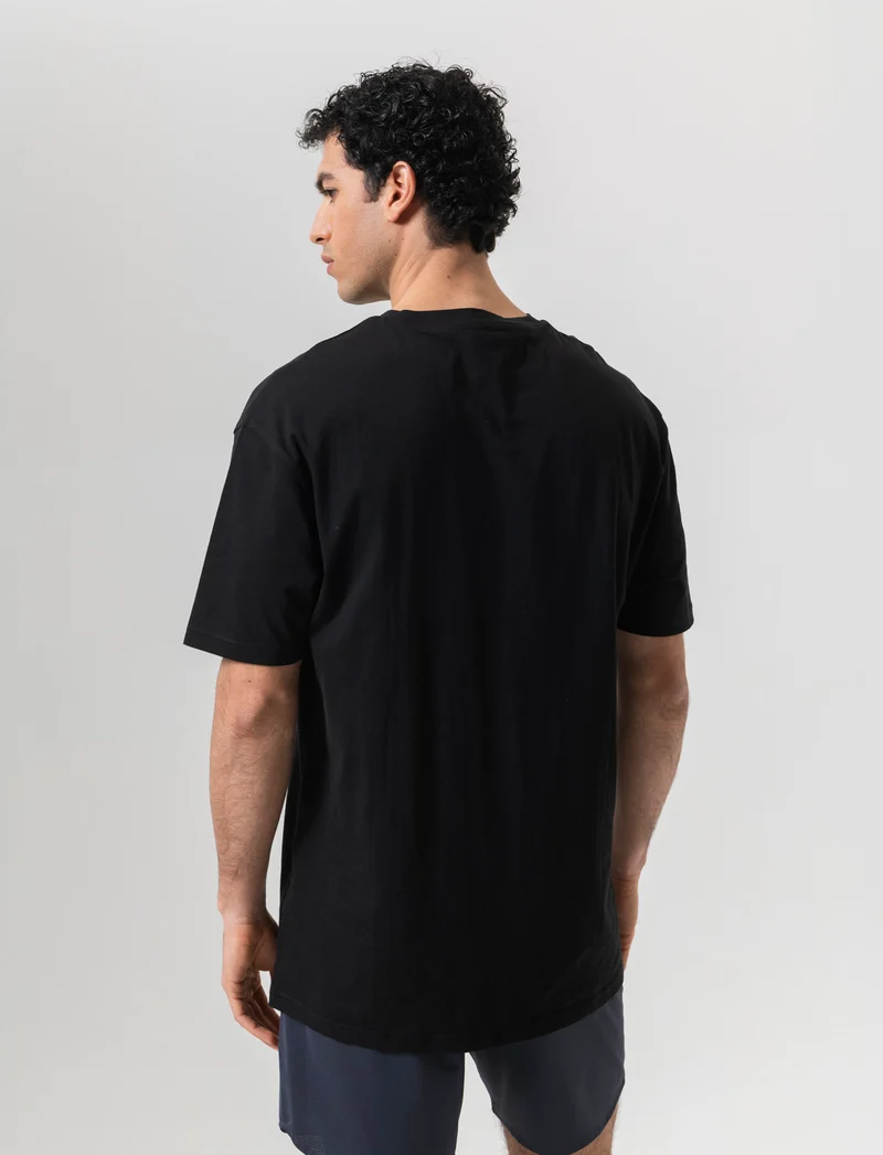 T-shirt basic in cotone boxy fit da uomo - Nero