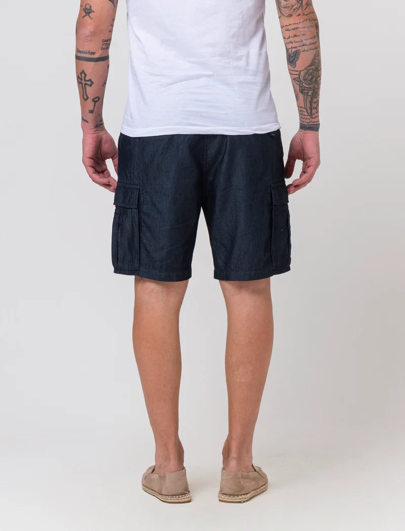 Bermuda leggero cargo fit da uomo - DENIM SCURO