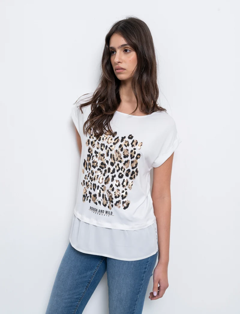 T-shirt con stampa da donna - Bianco latte