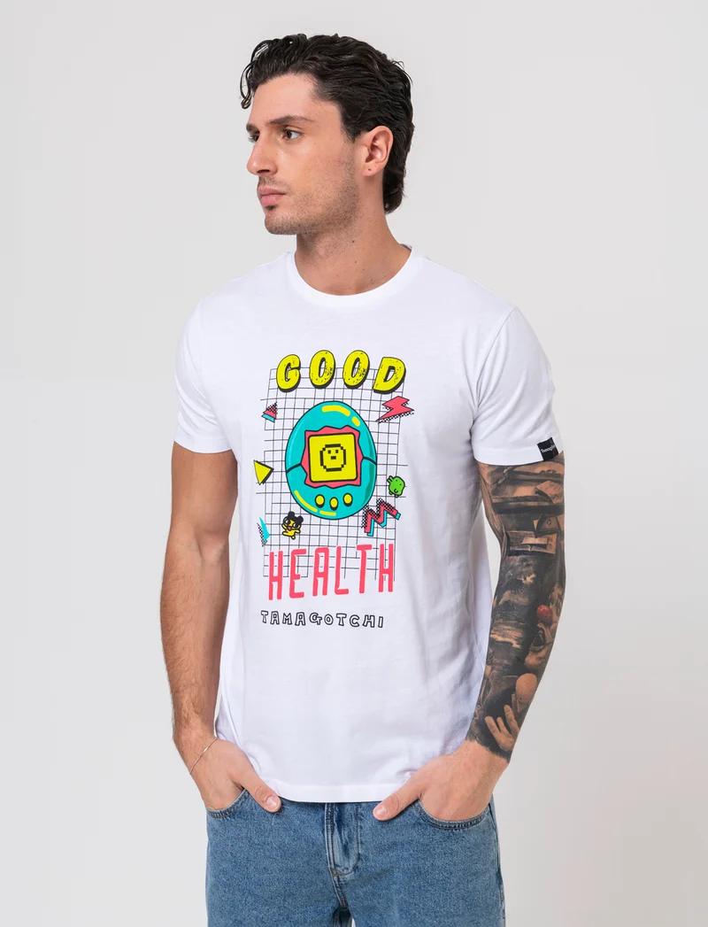 T-shirt stampa tamagotchi da uomo - Bianco