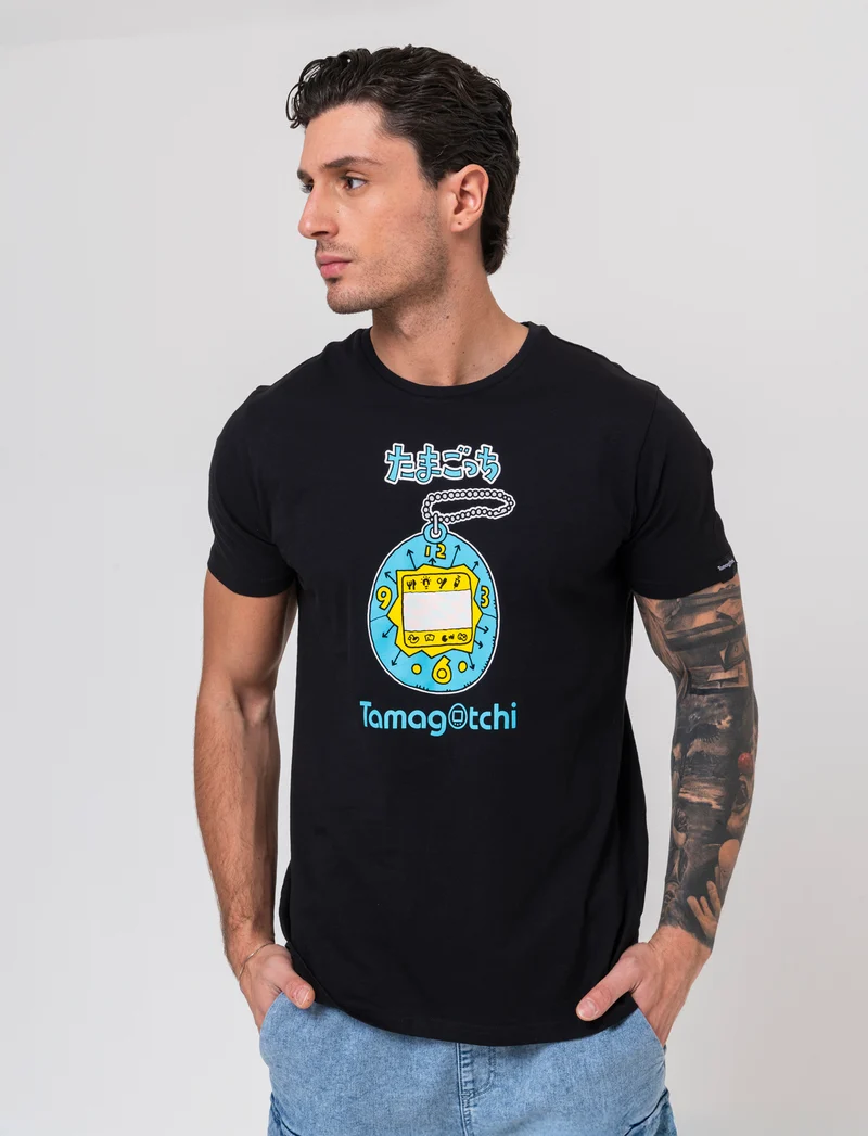 T-shirt stampa tamagotchi da uomo - Nero