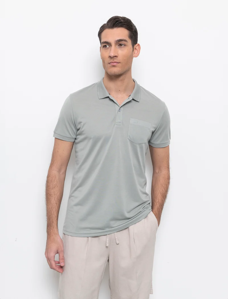Polo basica con taschino da uomo - Verde