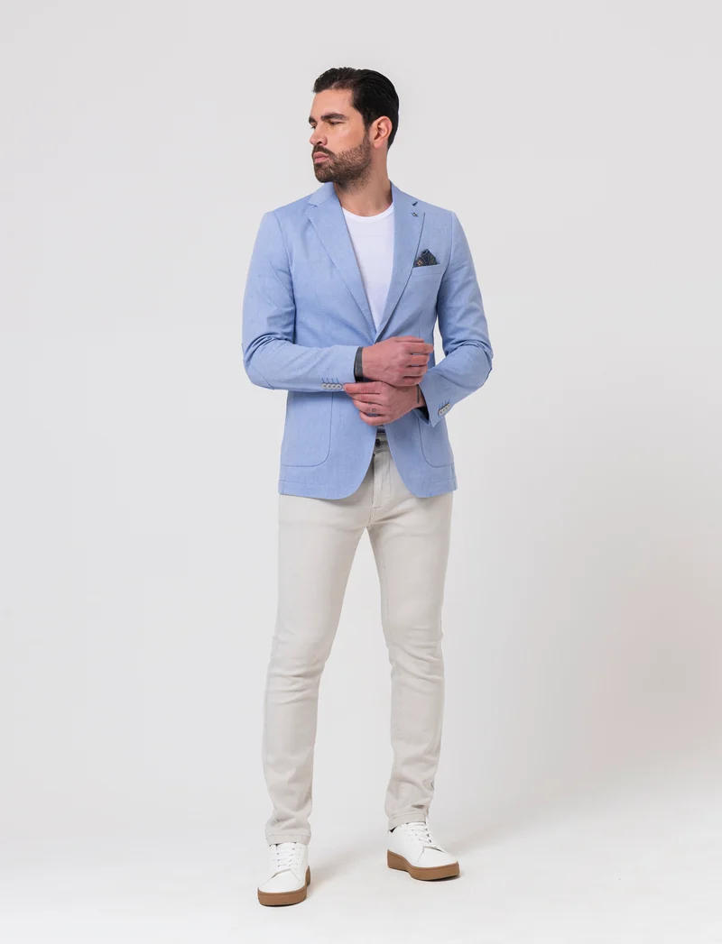Blazer struttura occhio di pernice da uomo - Celeste