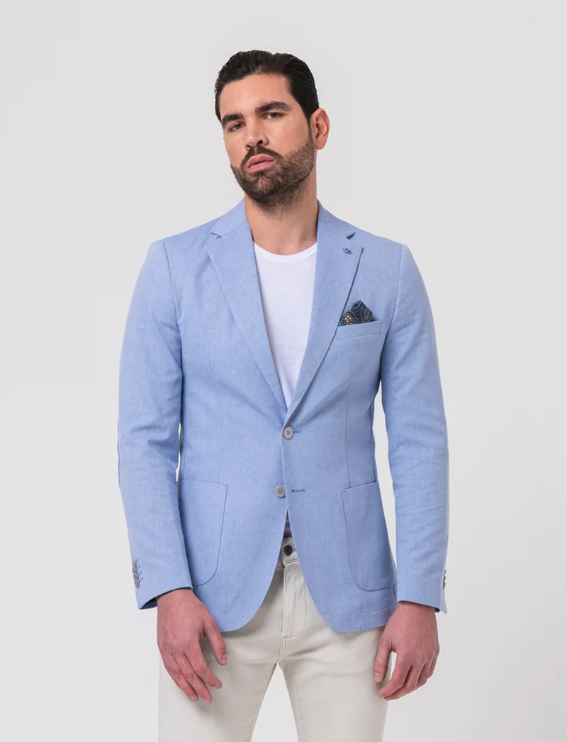 Blazer struttura occhio di pernice da uomo - Celeste
