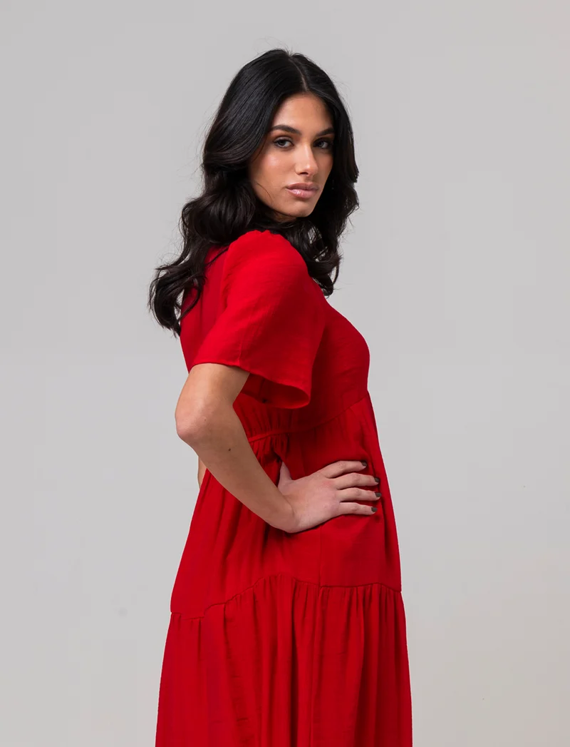 Vestito lungo da donna - Rosso scarlatto